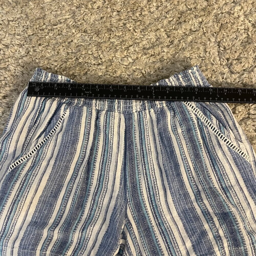 Briggs Blue White Striped Pull On Shorts Size S Textured Summer - Picture 2 of 8
